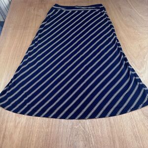 Talbots Women’s Navy White Striped A-Line Midi Skirt Size M Classic Preppy